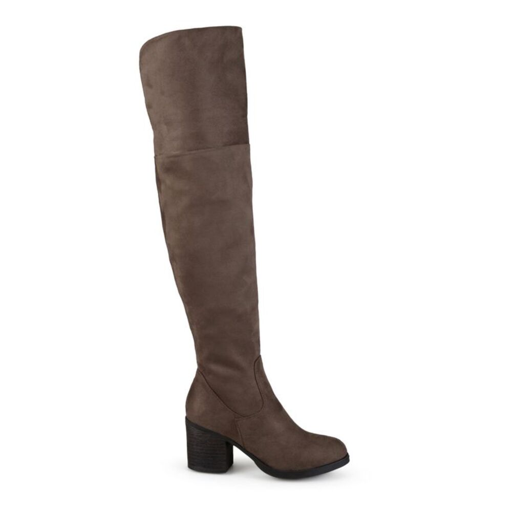 JOURNEE COLLECTION Womens Brown Sana Round Toe Block Heel Heeled Boots 6.5 M - Picture 3 of 4
